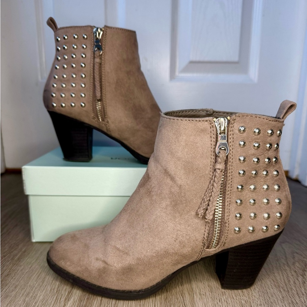 Grey Studded Grey Heeled Booties